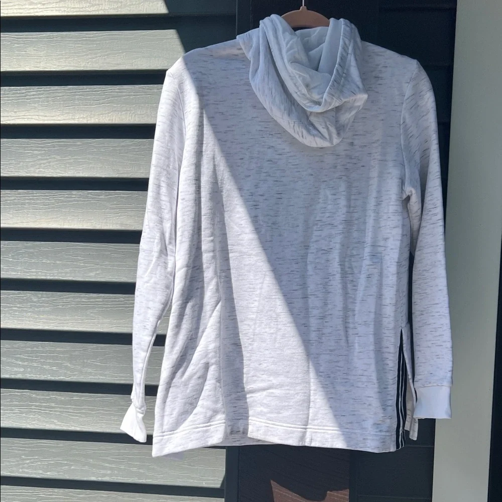 Adidas Heathered White Hoodie with Black Logo - Picture 5 of 7